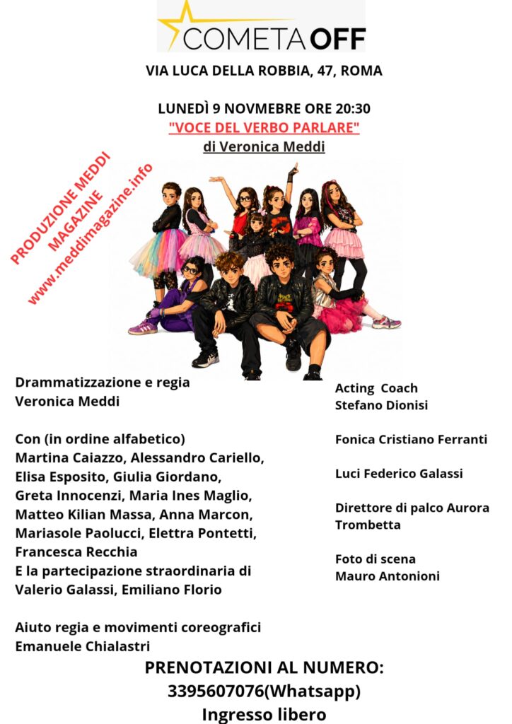 LOCANDINA SPETTACOLO MEDDI’S THEATRE VOCE DEL VERBO…PARLARE